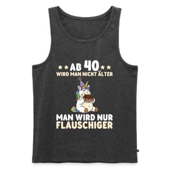 40. Geburtstag Einhorn – Man wird nur flauschiger - Männer Premium Bio Tank Top - Anthrazit meliert - Vorne - Michal (187cm)