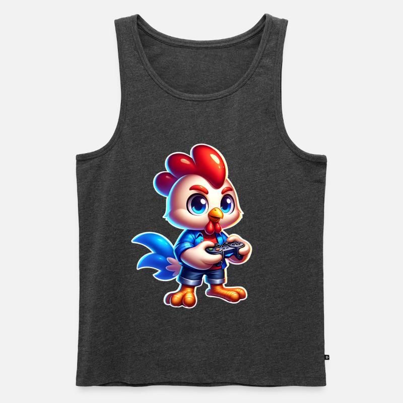Gaming Huhn mit Controller - Männer Premium Bio Tank Top - Anthrazit meliert