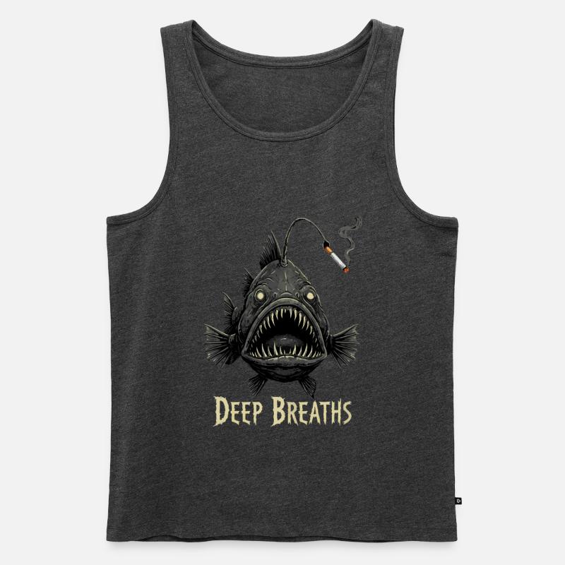 Tief durchatmen Zigarette Anglerfisch - Männer Premium Bio Tank Top - Anthrazit meliert