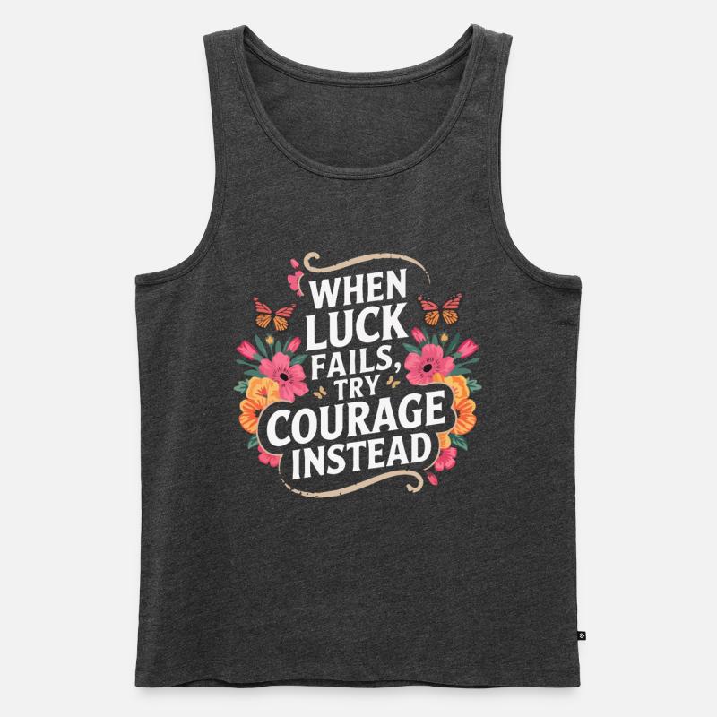 Mut über Glück Blumenzitat - Männer Premium Bio Tank Top - Anthrazit meliert