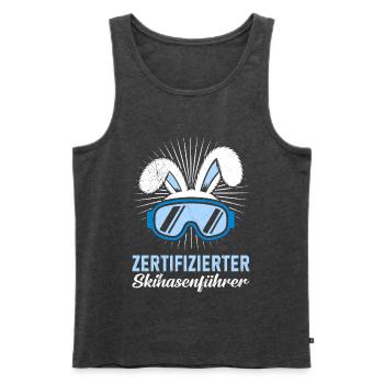 Skifahren ZERTIFIZIERTER SKIHASENFÄRER LUSTIG - Männer Premium Bio Tank Top - Anthrazit meliert - Vorne - Michal (187cm)