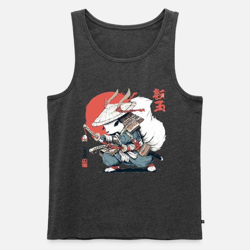 Samurai-Eichhörnchen, japanischer Krieger, Ukiyo-e-Stil Su - Männer Premium Bio Tank Top - Anthrazit meliert