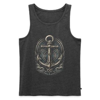 Shanty Chor Seemannslieder - Männer Premium Bio Tank Top - Anthrazit meliert - Vorne - AI Model Male 178 light (178cm)