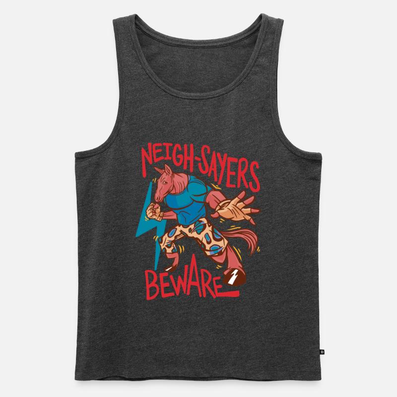 Reiter Reiterin Pferd Neigh-Sayers Beware - Männer Premium Bio Tank Top - Anthrazit meliert