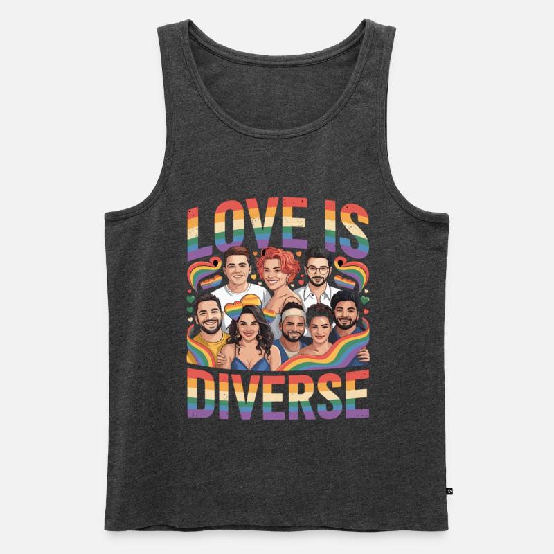 Love Is Diverse Pride Regenbogen - Männer Premium Bio Tank Top - Anthrazit meliert