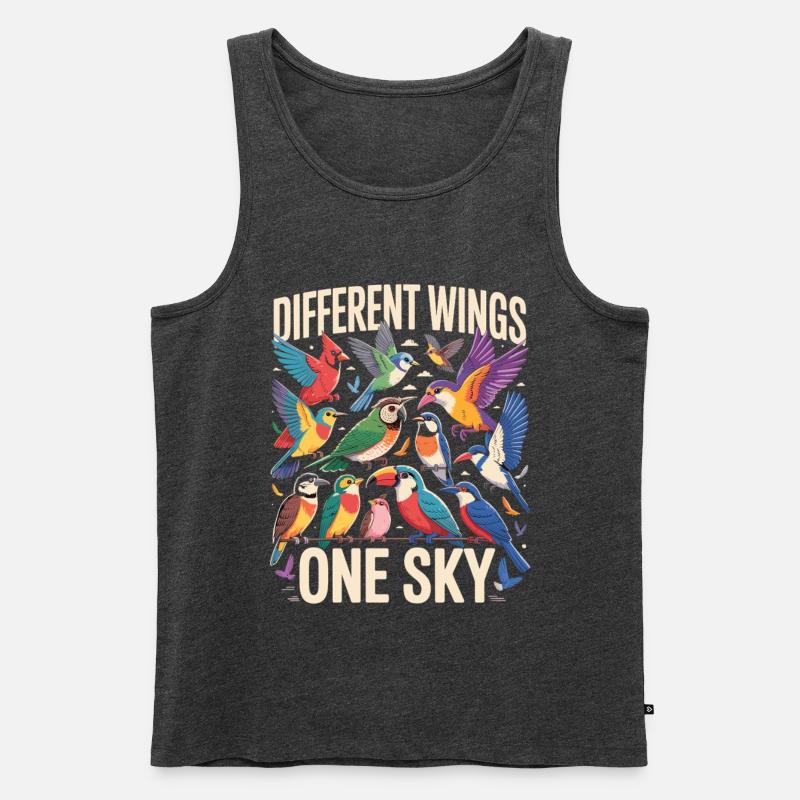 Different Wings One Sky Vogel - Männer Premium Bio Tank Top - Anthrazit meliert