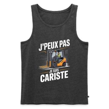 J’Peux Pas Je Suis Cariste Humour Cadeau Collègue - Débardeur bio Premium Homme - anthracite chiné - Devant - Michal (187cm)
