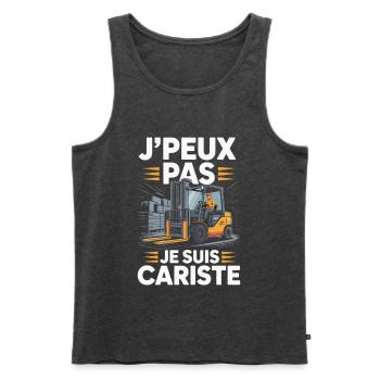 T-Shirt Humour Cariste En Action Cadeau Collègue  - Débardeur bio Premium Homme - anthracite chiné - Devant - Michal (187cm)