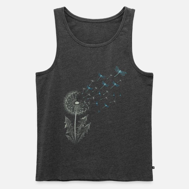 Pusteblume mit Libellen - Männer Premium Bio Tank Top - Anthrazit meliert