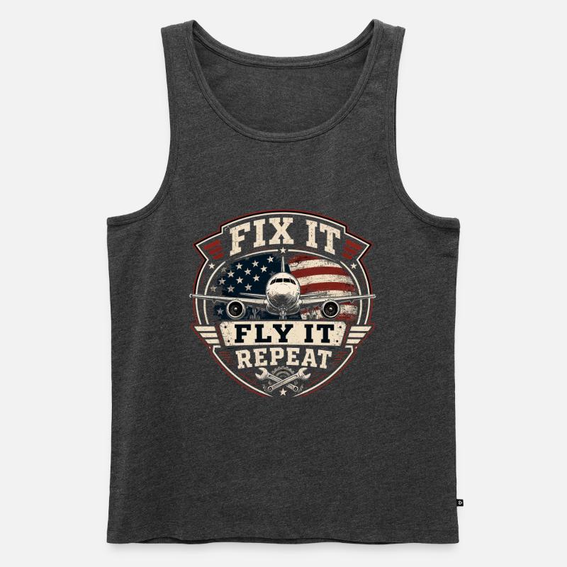 Flugzeugtechnik Wartung Luftfahrt Beruf - Männer Premium Bio Tank Top - Anthrazit meliert