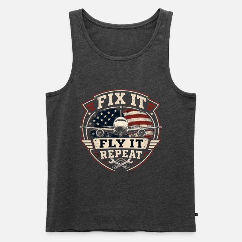 Luftfahrt Wartung Flugzeug Technik Profi - Männer Premium Bio Tank Top - Anthrazit meliert