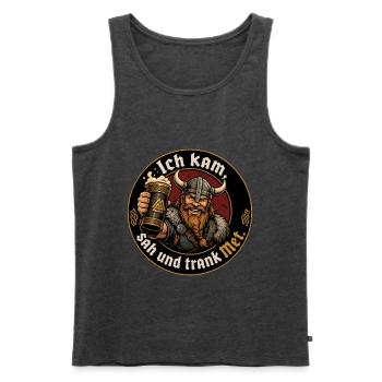 Wikinger Bier Spruch - Männer Premium Bio Tank Top - Anthrazit meliert - Vorne - Michal (187cm)