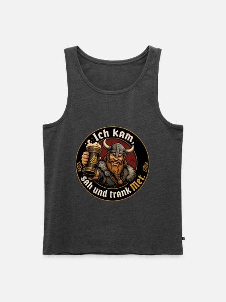 Wikinger Bier Spruch - Männer Premium Bio Tank Top - Anthrazit meliert