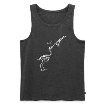 Funny skeleton chicken giving a hand kiss  - Männer Premium Bio Tank Top - Anthrazit meliert - Vorne - Michal (187cm)