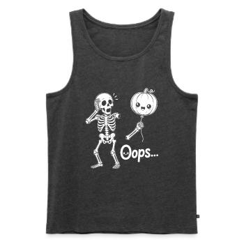 Skeleton Holding Balloon pumpkin Halloween - Männer Premium Bio Tank Top - Anthrazit meliert - Vorne - Michal (187cm)