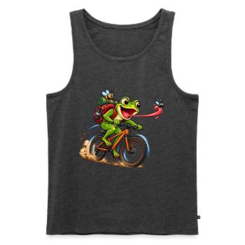 Funny Frog Riding Bicycle Cartoon - Männer Premium Bio Tank Top - Anthrazit meliert - Vorne - Michal (187cm)