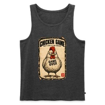  Chicken Game Don’t Look at the Chicken  - Männer Premium Bio Tank Top - Anthrazit meliert - Vorne - Michal (187cm)