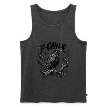 F-CAW-F Gothic Raven Dark Humor Crow - Männer Premium Bio Tank Top - Anthrazit meliert - Vorne - Michal (187cm)