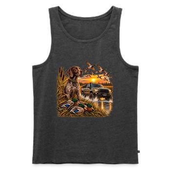 Vintage Hunting Truck Duck Hunting Dog Rustic Outd - Männer Premium Bio Tank Top - Anthrazit meliert - Vorne - Michal (187cm)