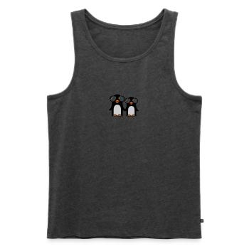 funky penguins - Men's Premium Organic Tank Top - heather anthracite - Front - AI Model Male 178 light (178cm)
