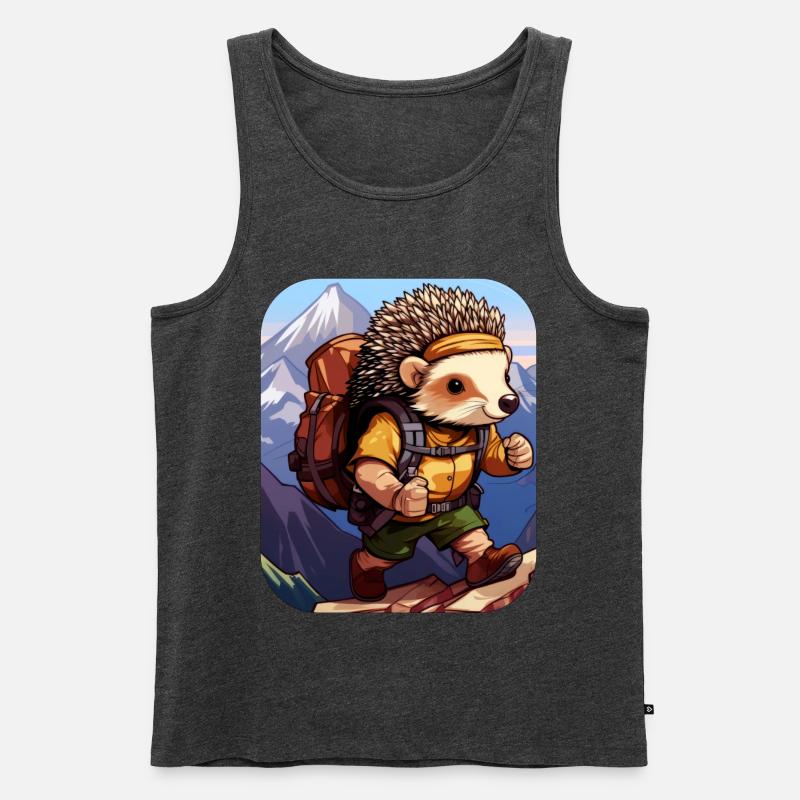 IgelWandern / Bergsteiger Igel - Männer Premium Bio Tank Top - Anthrazit meliert