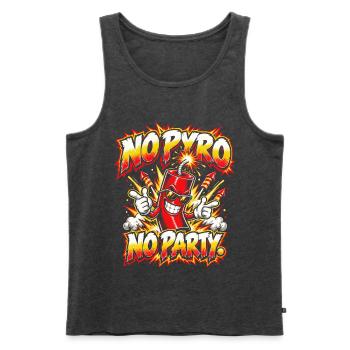 No Pyro – No Party - Männer Premium Bio Tank Top - Anthrazit meliert - Vorne - Michal (187cm)