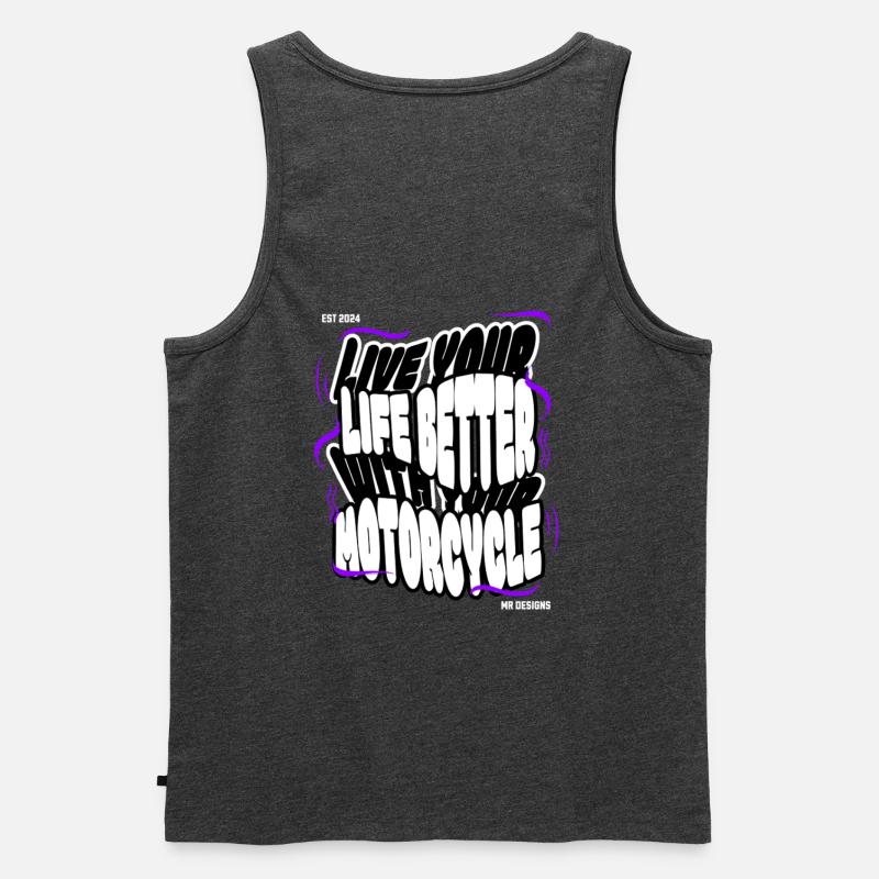 Motorcycle x MR DESIGNS  - Männer Premium Bio Tank Top - Anthrazit meliert