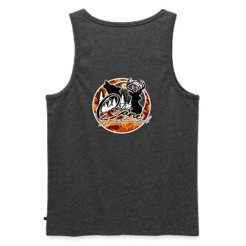 Herbstwald Silhouetten Hirsch Wolf - Männer Premium Bio Tank Top - Anthrazit meliert - Hinten - AI Model Male 178 light (178cm)