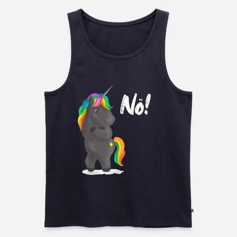 Verärgerter Regenbogen-Pony mit Witz - Männer Premium Bio Tank Top - Navy