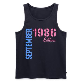 Anniversaire de septembre 1986 - Débardeur bio Premium Homme - bleu marine - Devant - Michal (187cm)