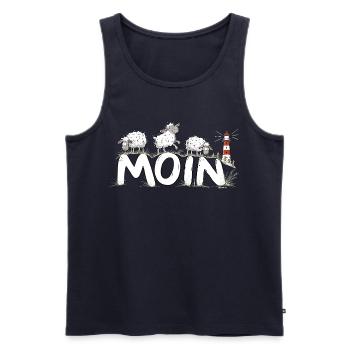 Moin Schafe Leuchtturm Nordsee Küstenhumor - Männer Premium Bio Tank Top - Navy - Vorne - Michal (187cm)