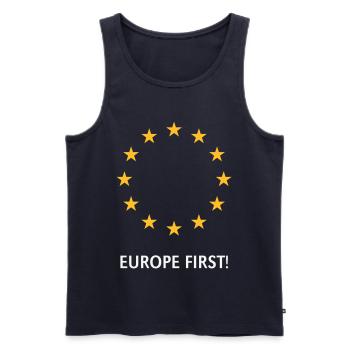 Europe First! Europa Zuerst! (2C) - Männer Premium Bio Tank Top - Navy - Vorne - AI Model Male 178 light (178cm)