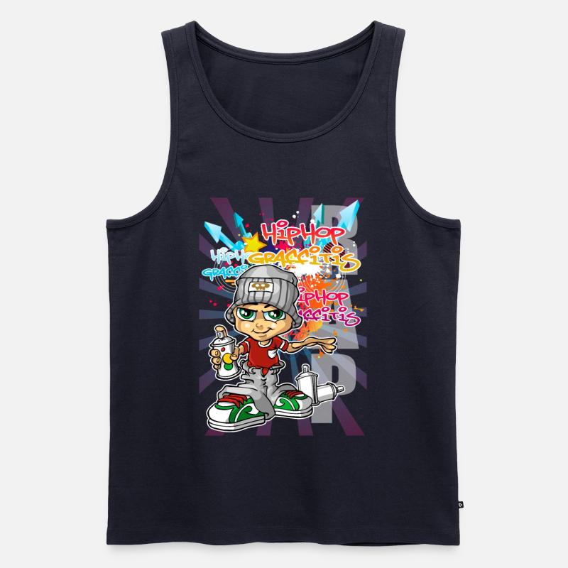 Graffiti boy background - Männer Premium Bio Tank Top - Navy