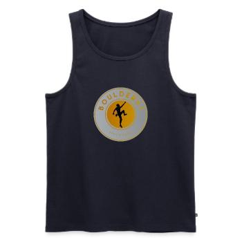 Bouldern: Kletter-Silhouette, Boulder-King - Männer Premium Bio Tank Top - Navy - Vorne - Michal (187cm)