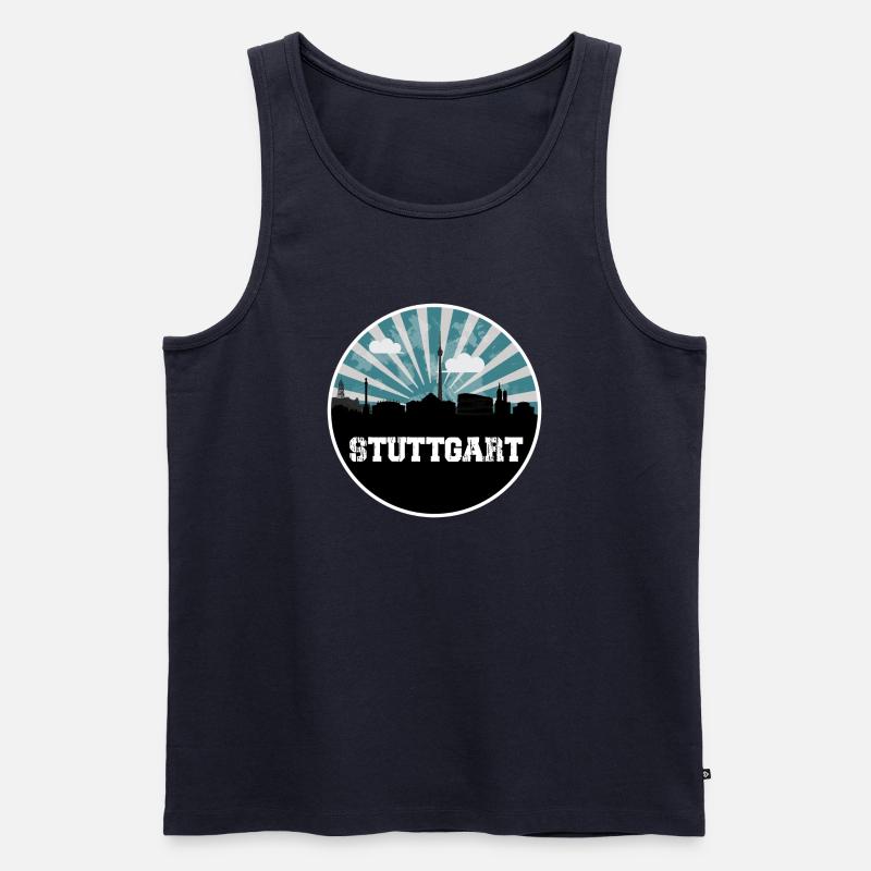 Stuttgart Skyline Blue Hour - Männer Premium Bio Tank Top - Navy