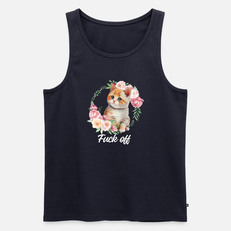 Süßes genervtes Kätzchen - Männer Premium Bio Tank Top - Navy
