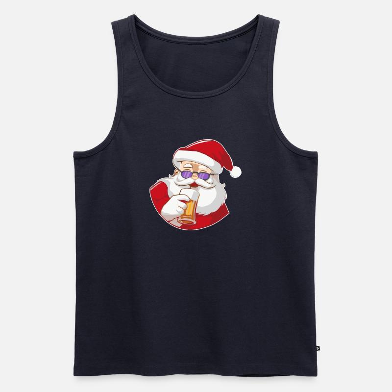Weihnachtsmann mit Bier und Sonnenbrille - Männer Premium Bio Tank Top - Navy