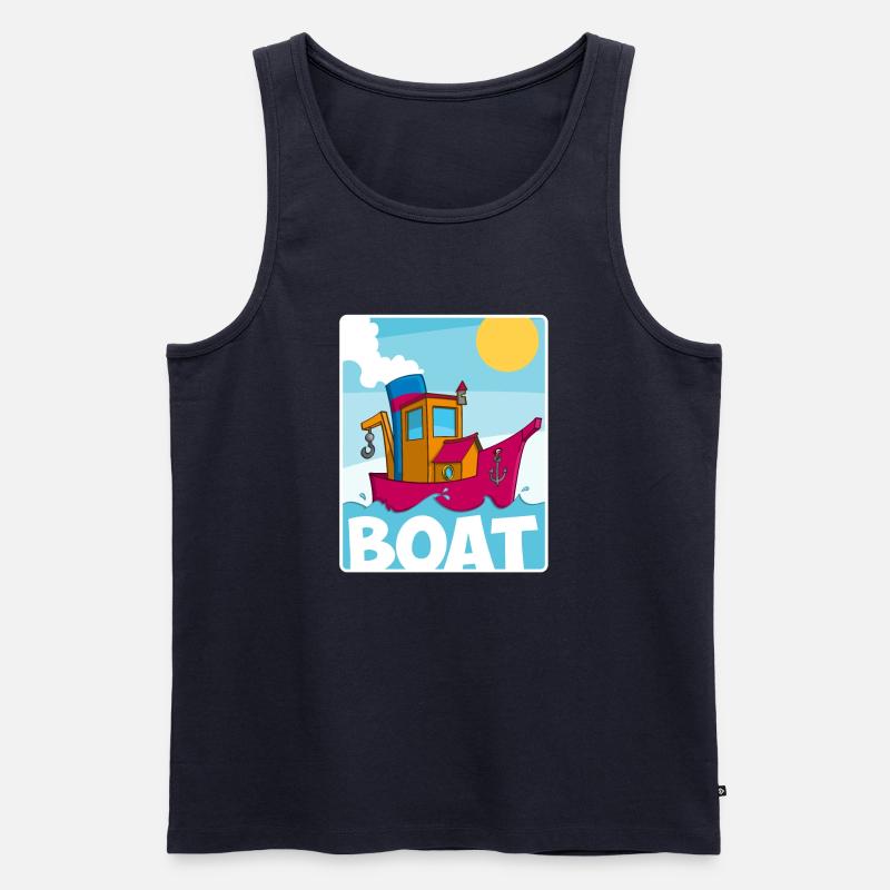 Buntes Bild eines lustigen Schleppers - Männer Premium Bio Tank Top - Navy