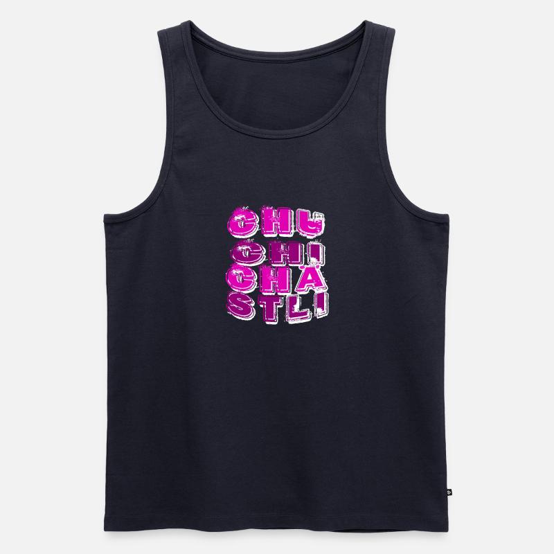 Chuchichästli Kultbegriff Schweizer Dialekt - Männer Premium Bio Tank Top - Navy