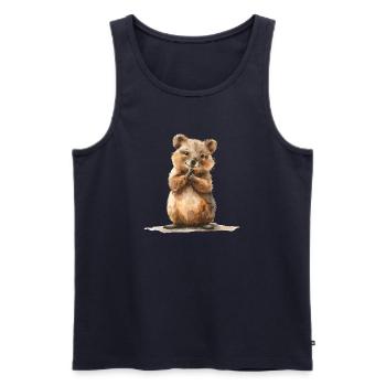 Cheerful Quokka - Parfait pour les amoureux des animaux - Débardeur bio Premium Homme - bleu marine - Devant - Michal (187cm)