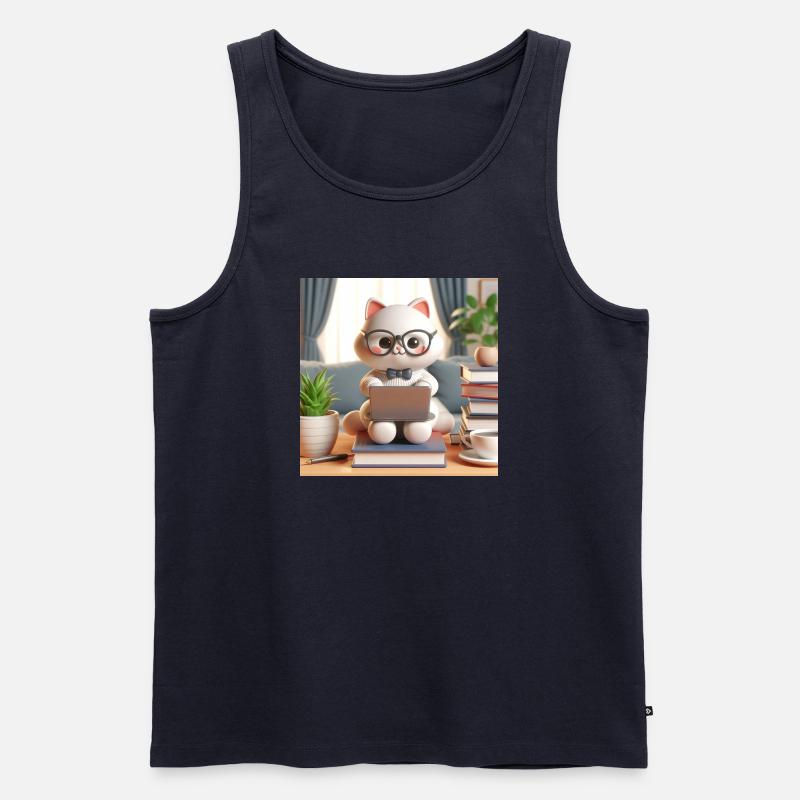 3D-Computer-Katze - Männer Premium Bio Tank Top - Navy