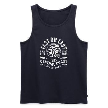 vintage retro race rider - Men's Premium Organic Tank Top - navy - Front - AI Model Male 178 light (178cm)