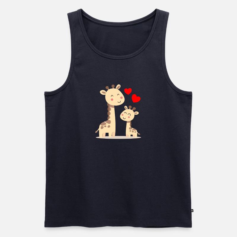 Baby Giraffe mit Mami Giraffe - Männer Premium Bio Tank Top - Navy