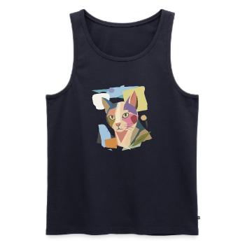 Abstrakte Katze im modernen Farbblock-Design - Männer Premium Bio Tank Top - Navy - Vorne - AI Model Male 178 light (178cm)