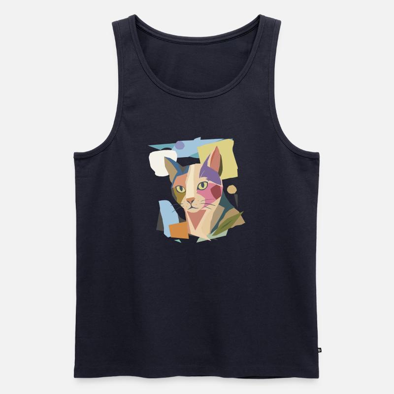 Abstrakte Katze im modernen Farbblock-Design - Männer Premium Bio Tank Top - Navy