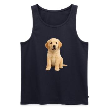 Golden Retriever puppy - Men's Premium Organic Tank Top - navy - Front - Michal (187cm)