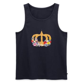 Couronne de blé avec des fleurs – symbole de la nature et de la récolte - Débardeur bio Premium Homme - bleu marine - Devant - AI Model Male 178 light (178cm)