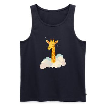 Gentle giraffe above the clouds – Dreamlike motif - Men's Premium Organic Tank Top - navy - Front - AI Model Male 178 light (178cm)