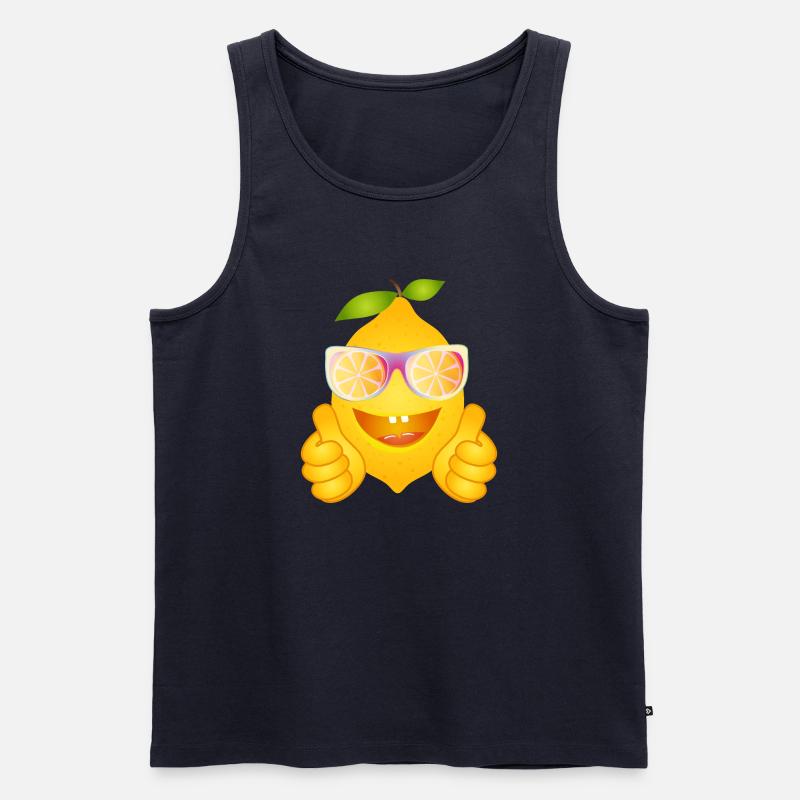 Coole Zitrone mit Sonnenbrille – Comicfrucht - Männer Premium Bio Tank Top - Navy