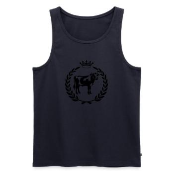 Kuh mit Krone im Lorbeerkranz - Männer Premium Bio Tank Top - Navy - Vorne - AI Model Male 178 light (178cm)